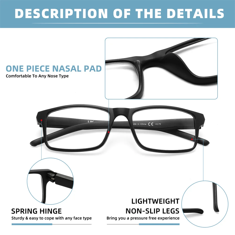 MODFANS очки для чтения мужские читатели прямоугольные с блокировкой синего света