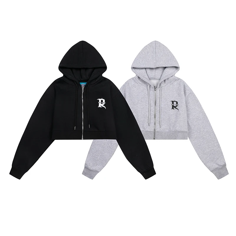 RUDDYCHEEKS RHCHS Women's Sweater Classic Letter Fashion Spicy Girl Open Umbilical Casual Fashion Pure Cotton Simple Hoodie