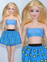 blue 11 5in doll outfits set for barbie clothes for barbie doll clothing tank top skirt 16 bjd dolls accessories kids toy gift