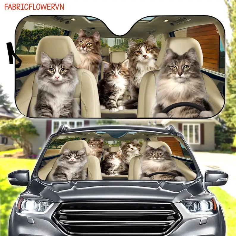 

Norwegian Forest Cat Car Sunshade, Cat Car Decoration, Cat Windshield, Cat Lovers Gift, Cat Car Sunshade, Gift For Mom, Gift For