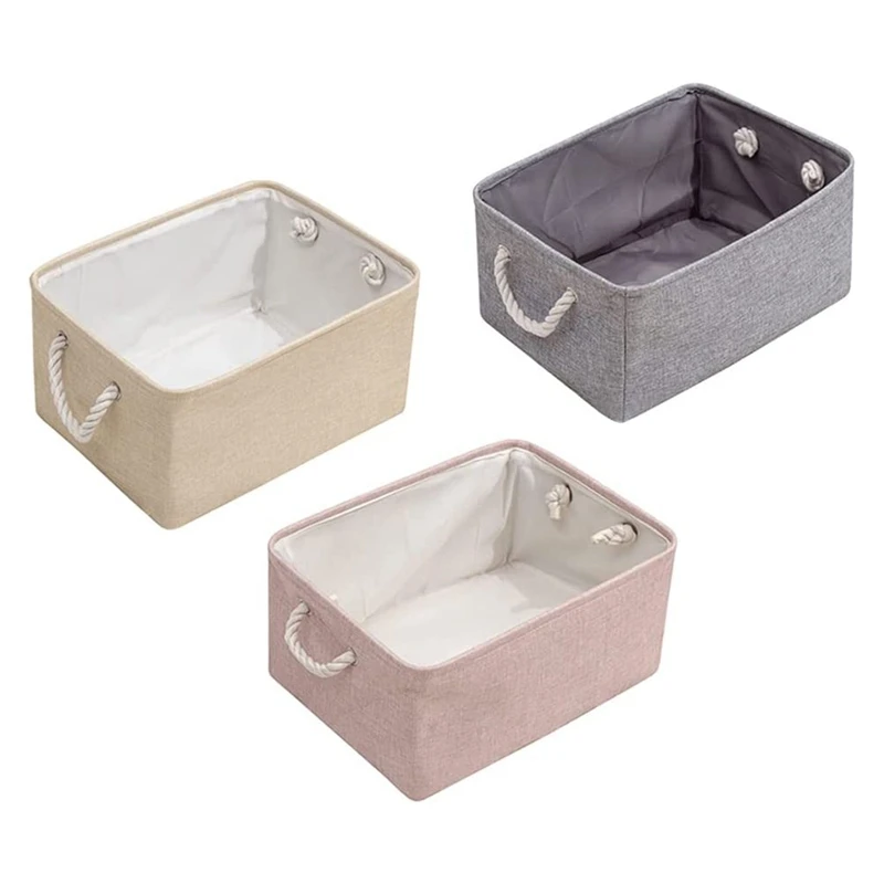 

3Pcs Foldable Storage Basket, Laundry Basket With Handle, Closet Shelving, Wardrobe, Clothes & Toys Storage Box
