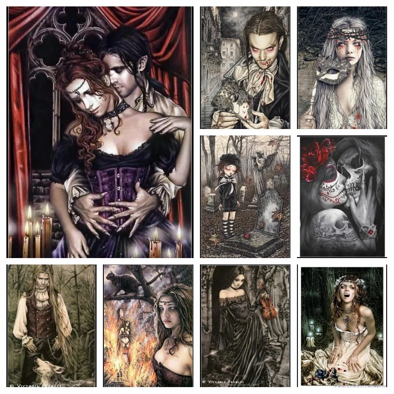Drills Victoria Frances 5d Vampire Girl Diamond Painting Embroidery Art Cross Stitch Kit Poster For Home Wall Decor