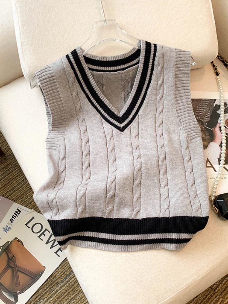 Новинка 2023 года весна-осень женский корейский стиль свитер без рукавов с