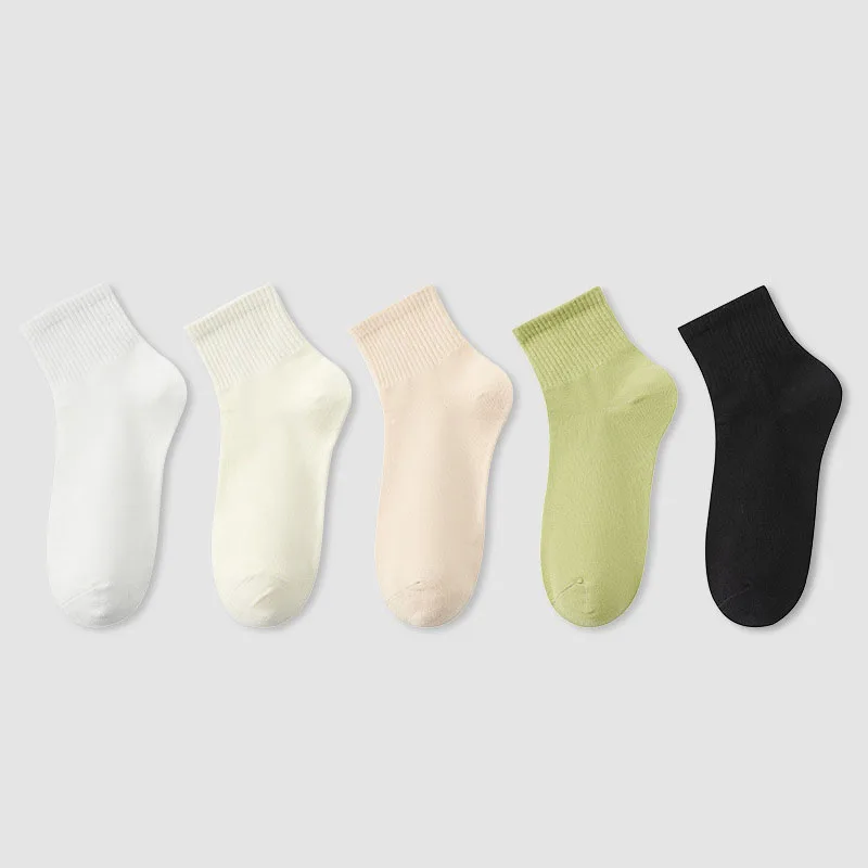 Socks, all cotton, girls' solid color socks, sports socks, spring and summer short tube socks, Zhuji socks, women's socks, pure