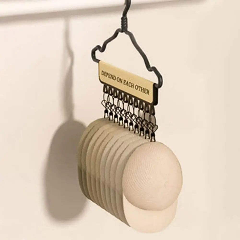 

Practical Hat Hanger Convenient Sturdy 10 Clips Socks Towel Hat Storage Rack Wear-resistant Hat Holder Bedroom Supplies