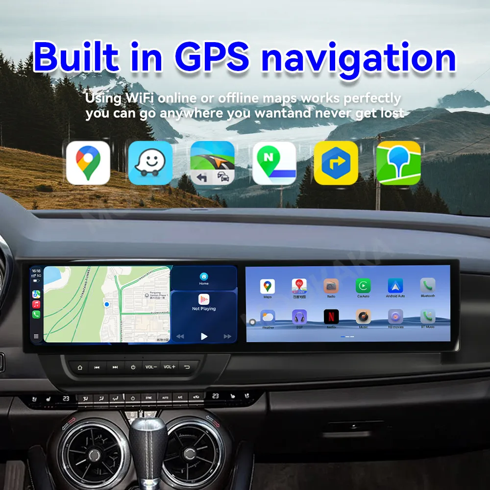 Фото Автомобильное радио Android для Chevrolet Camaro 2016-2025, двойной экран, GPS-навигация, Carplay 24,6 дюйма, развлекательный мультимедийный плеер №5