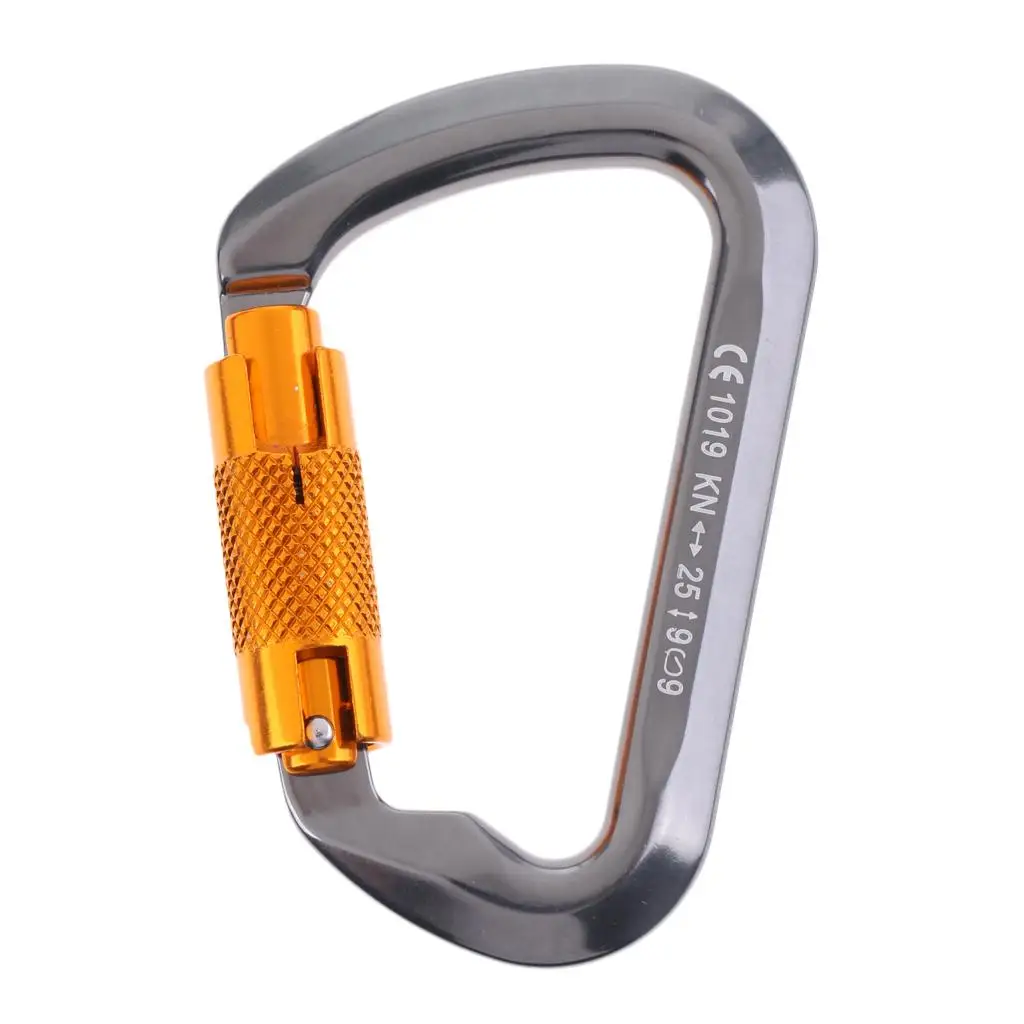 

25KN / 6720 LB Professional Carabiner Auto/Twist/Self Locking D Rock Climbing Karabiner Hook Keychain Outdoor Sport Tool