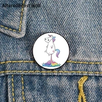 unicorn fart printed pin custom funny brooches shirt lapel bag cute badge cartoon cute jewelry gift for lover girl friends