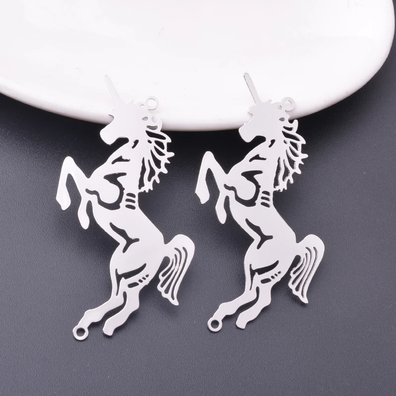 10pcs 55*30mm Brass Animal unicorn Connector Rhodium plated Pendant DIY Jewelry Hang Accessories