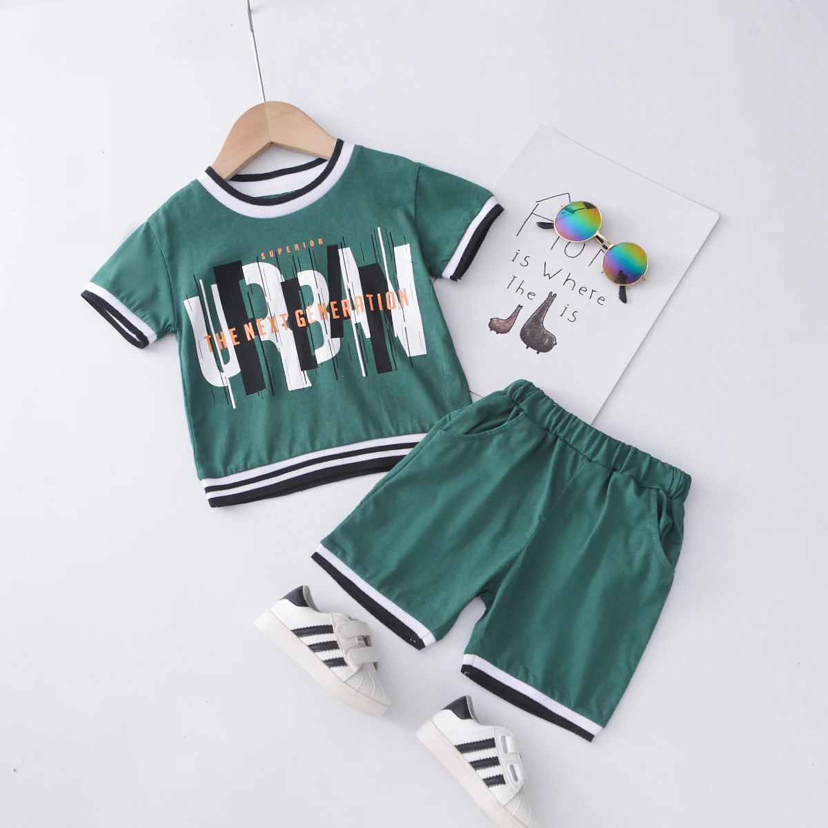 

YT-BabyClothesToddler Boy Clothes 0-5 Years Old Summer Short-Sleeved Shorts Suit Baby Printed Shirt Casual Shorts Two-Piece Suit