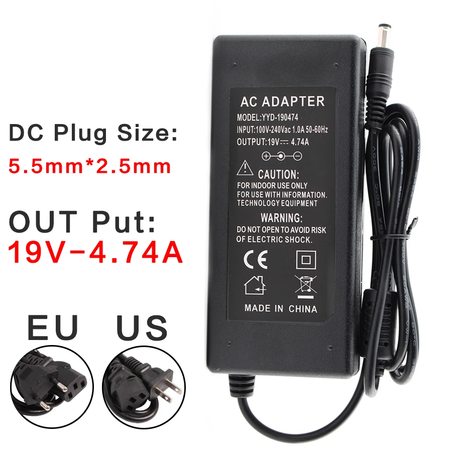 

AC DC 19V Power Adapter Supply 4.74A Laptop Notebook 19V Power Adapter 19V 4.74A Charger For Asus K53B K53BY K53E K53F Laptop