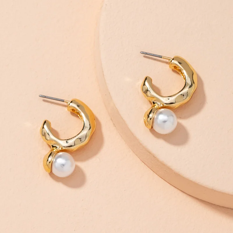 

Korean 2023 New Fashion Pearl Studs Hoop Earrings for Women Vintage Punk Baroque Fine Elegant Gifts Aesthetic Simple Ear Jewelry