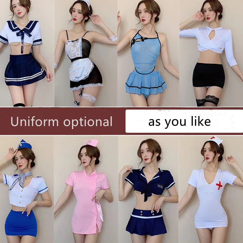 

Cosplay Lingerie Sexy Nurse Stewardess Maid Three Points Secretary Student Sailor Temptation Uniform sexy costume women