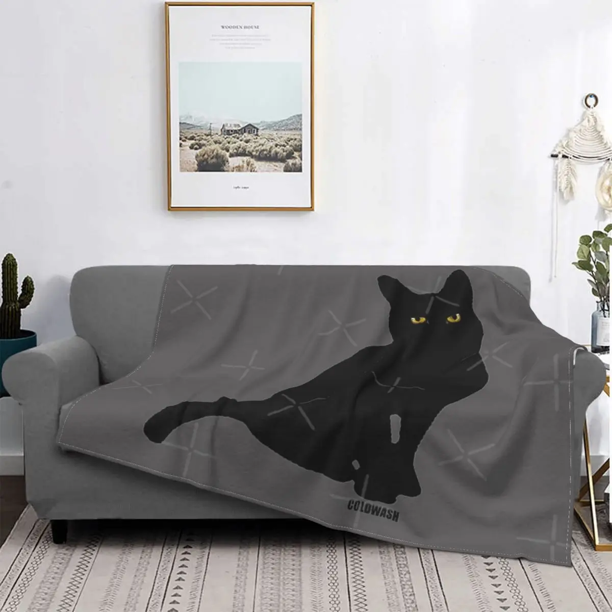 

Manta con capucha de gato negro, a cuadros cubrecama para cama, sofá, manta textil de lujo para el hogar, 4 unidades