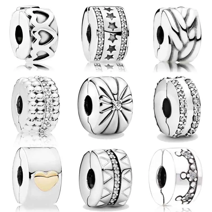 

Starry Formation Beaded Brilliance Zig Zag 925 Sterling Silver Clip Lock Stopper Bead Charm Fit Europe Bracelet DIY Jewelry
