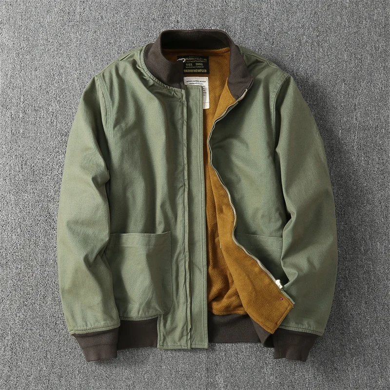

Мужская зимняя флисовая утепленная куртка в американском стиле ретро с хлопковой подкладкой, бейсбольная куртка, куртка для инструментов, ...
