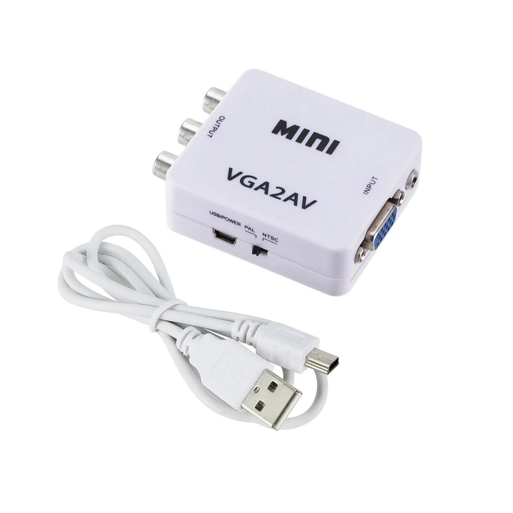 

1080P High Definition Mini VGA to RCA AV Converter and 3.5mm Audio VGA2AV / CVBS + Audio to PC HDTV Converter