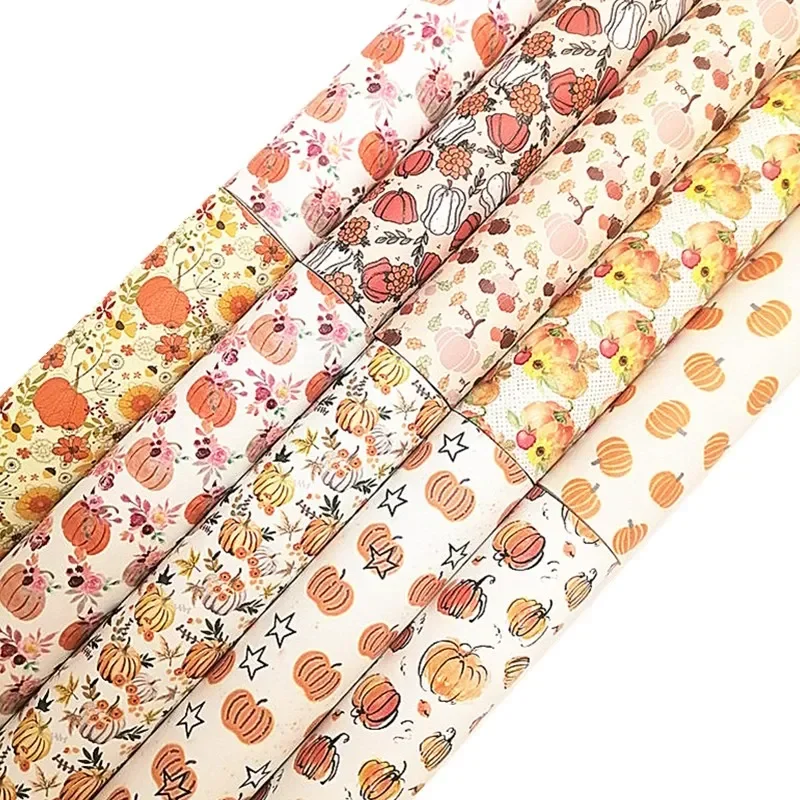 Искусственная кожа с рисунком тыквы на Хэллоуин искусственная фетровой