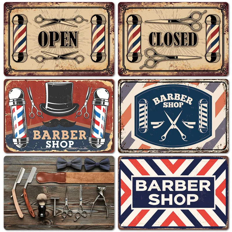 

Metal Posters Barber Shop Metal Signs Vintage Barber Man Metal Tin Sign Pub Bar Man Cave Club Wall Home Art Decor Accessories