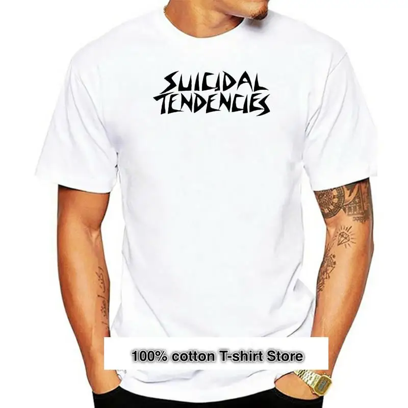 

Camiseta de algodón de manga corta para hombres, camisa de tendencia suicida, blanca, Punk, enterizada, Simple