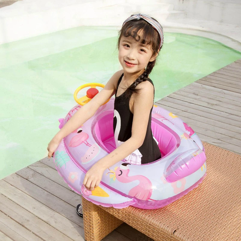 

Float Car Swim Accessories Inflatable Children Swim Ring Baby Circle Cartoon Floating Rubber Sound Steering Wheel Seat