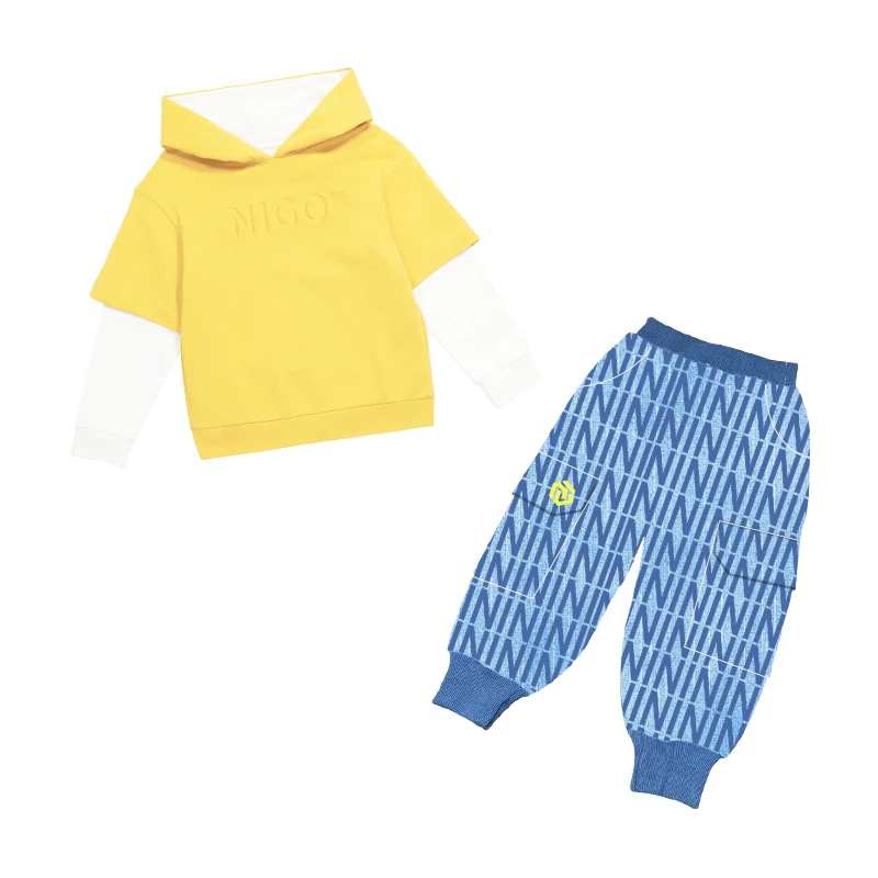 

NIGO Children's Letter Print Long Sleeve Hoodie Denim Trousers Suit #nigo31596