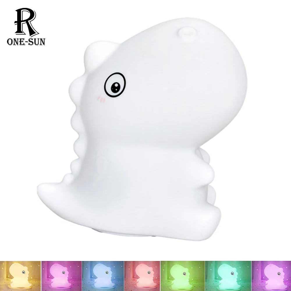 

Lovely Dinosaur Silicone Light LED NightLight Bedside Decor Rechargeable Color Changeable Atmosphere Lamp for Kids Holiday Gifts