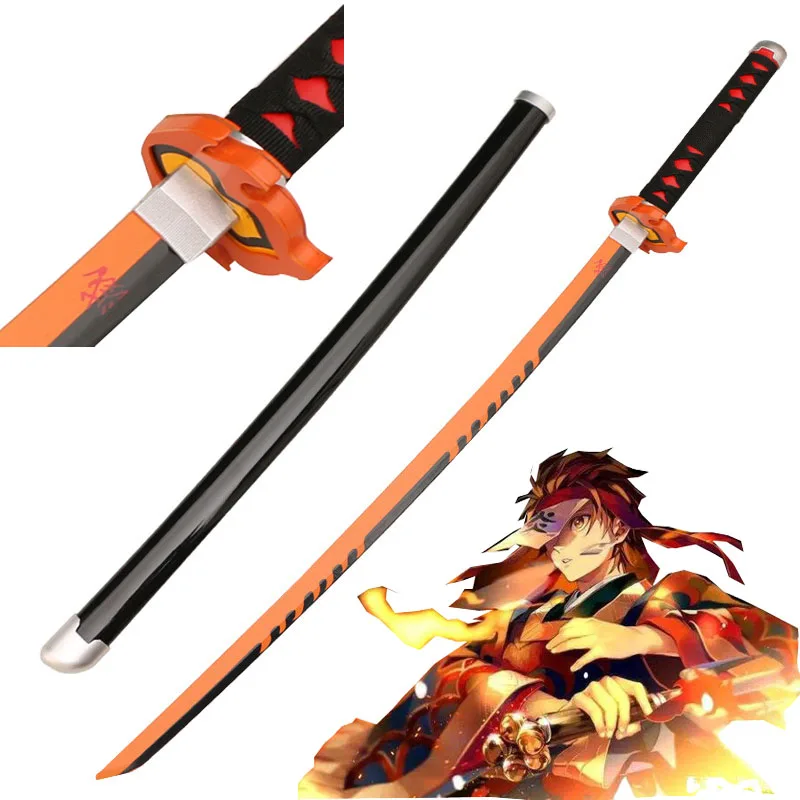 

Cosplay Demon Slayer Orange Style God of Fire 104cm Wood Katana Role Play Kimetsu no Yaiba Tomioka Yoshio Sword Weapon
