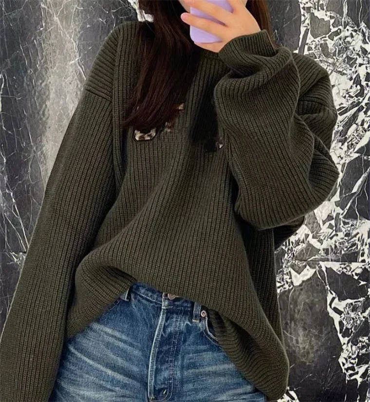 

TB BROWIN Women Pulloiver Loose Letter Sweater Top O-Neck Casual Oversized Top Long Sleeve Korean Design