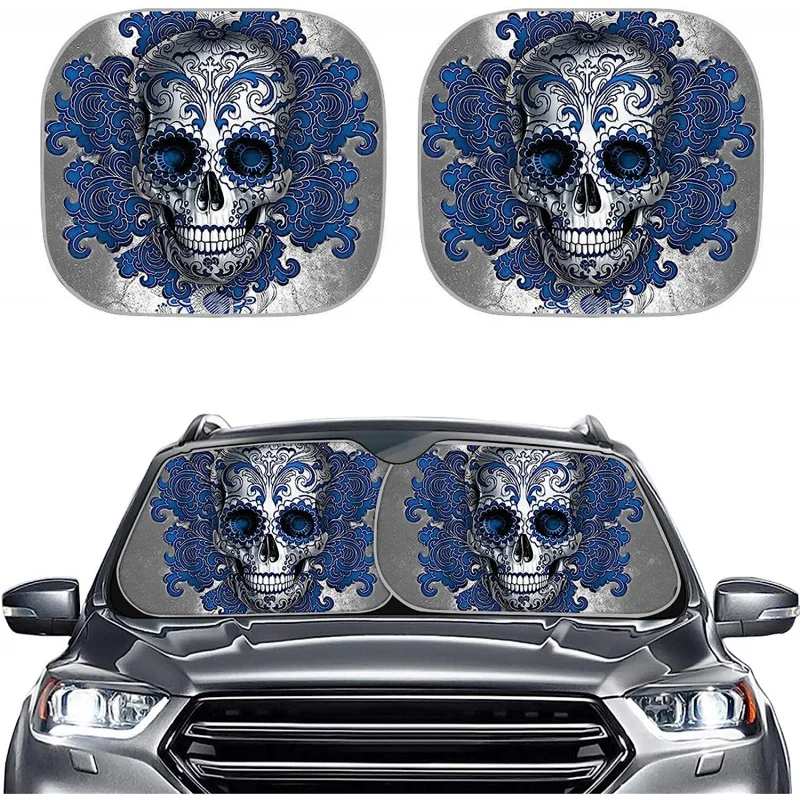 

2 шт., солнцезащитные козырьки для лобового стекла автомобиля, с принтом черепа