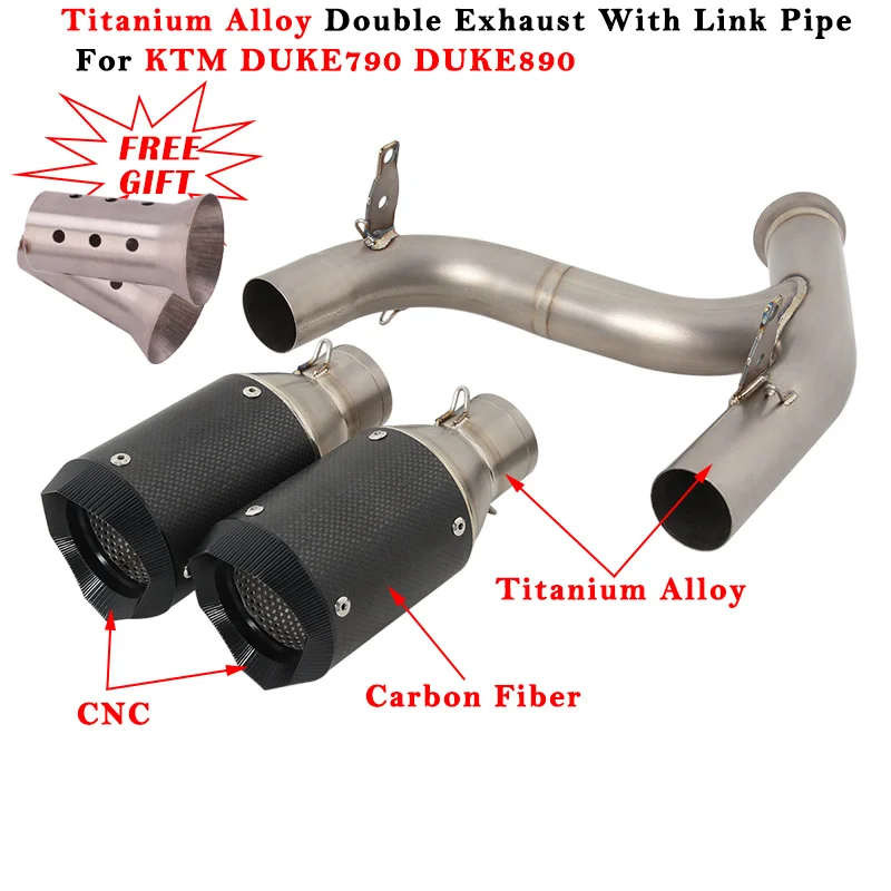 

Модифицированный глушитель выхлопных газов мотоцикла из углеродного волокна, средний соединительный трубопровод из титанового сплава для KTM DUKE 790 890 DUKE790 DUKE890