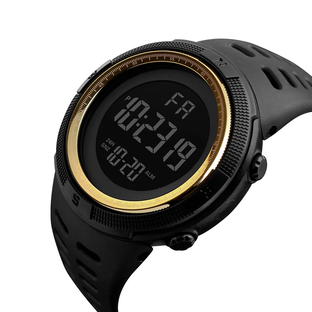 New Waterproof Sports Watch Men's Electronic Watch Large Dial Waterproof Luminous Alarm Clock Round Electronic Watch enlarge