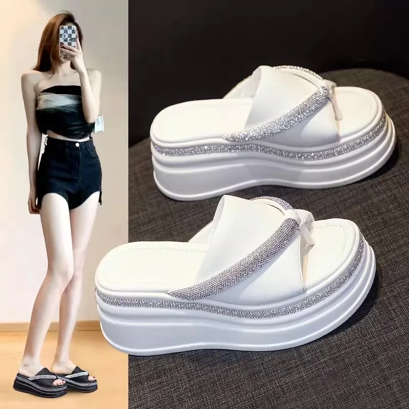 

Шлепанцы женские домашние на платформе, пляжная обувь, роскошные сандалии, кожа ПУ, мягкая подошва, лето 2023