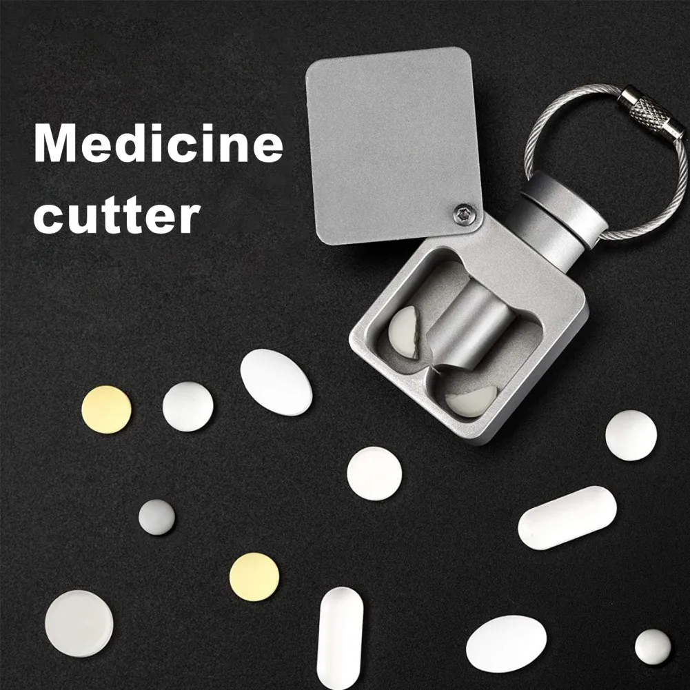

Mini Outdoor Pill Slicer With Sharp Metal Blade Pill Dispenser Keychain Pill Cutter Suitable For Camping Traveling Pill Cutter