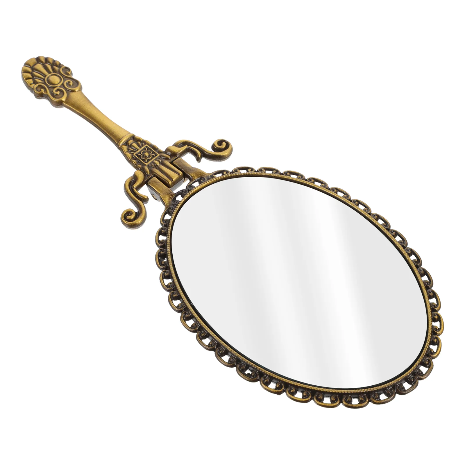 

Mirror Hand Vintage Makeup Vanity Folding Compact Travel Metal Portable Foldable Handheld Mirrors Stand Held Beauty Handle Men
