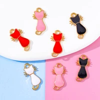 10pcs gold color drop oil white black kitten animal pendant for diy bracelet necklace earrings womens charm for jewelry making