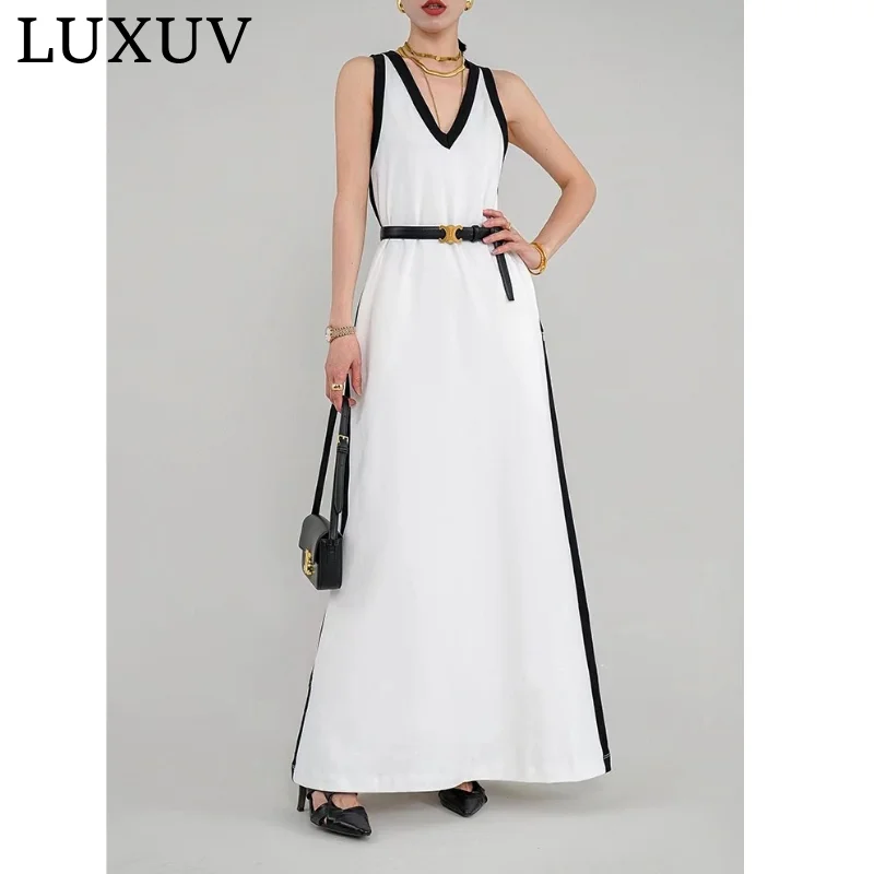 LUXUV Lady Summer Long Women's Dress Sleeveless Loose Face Print Elegant Party Dresses For Women 2023 Casual Beach Dress Chic