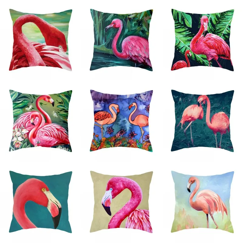 

Наволочка с рисунком фламинго, домашний декор, диван, Офисная подушка, Чехол 45x45 см KK12
