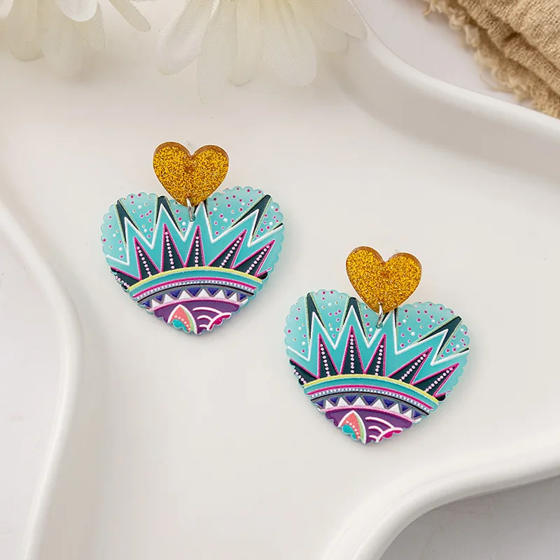 Акриловые серьги в этническом стиле