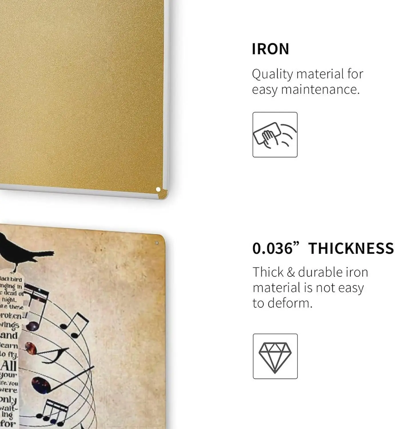 Металлический жестяной знак в рустикальном стиле гитара и птица любитель музыки