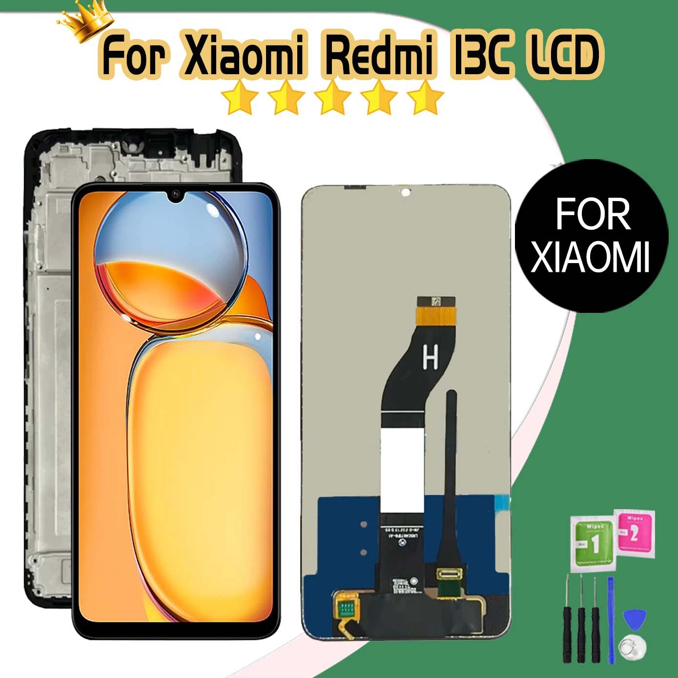 6 74 &quotдля Xiaomi Redmi 13C 23100RN82L ЖК-дисплей с сенсорным экраном для Замена экрана рамкой