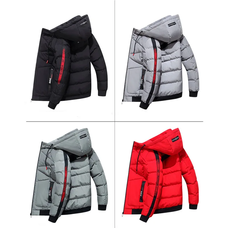 Didiboer Autumn and Winter Men's Hooded Jackets Mens Loose Pockets Parkas Casual Warm Parkas Jacket Cotton Coats Men Clothing