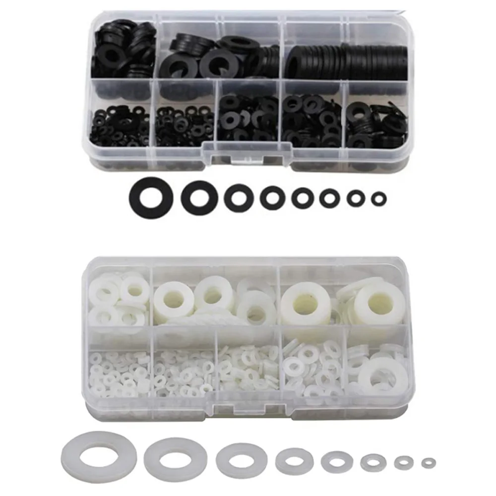 

550 PCS Nylon Flat Washers For Screws Washers Round Assorted Washers Multiple Size Classification Kit