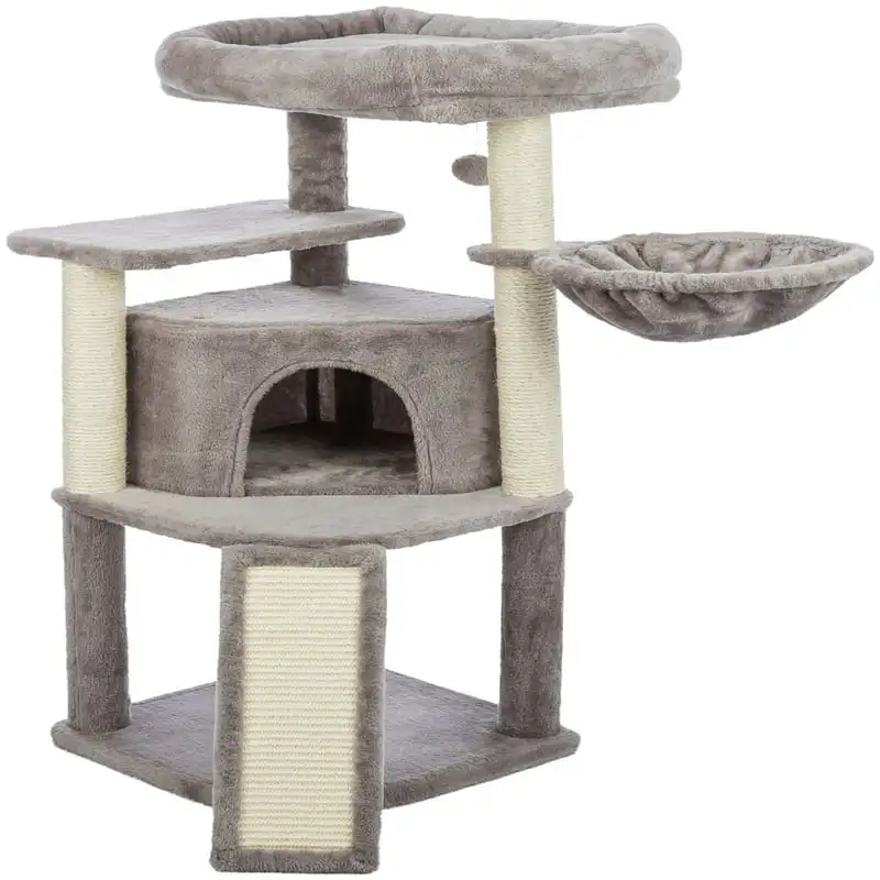 

Adriana Plush & Sisal 2-Level 41.7" Cat Tree with Scratching Posts & Condo, Gray