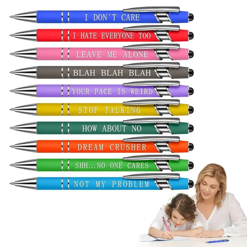 

Funny Pens Ink Pens For Women Motivational Pens Set Gifts 10 Pieces Ballpoint Pastel Pens For Women Girl Bosses Desk Supplies