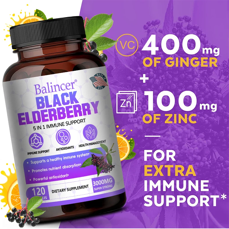 

Black elderberry supports energy metabolism, antioxidant, boosts immunity, promotes good health, protects skin and eyesight