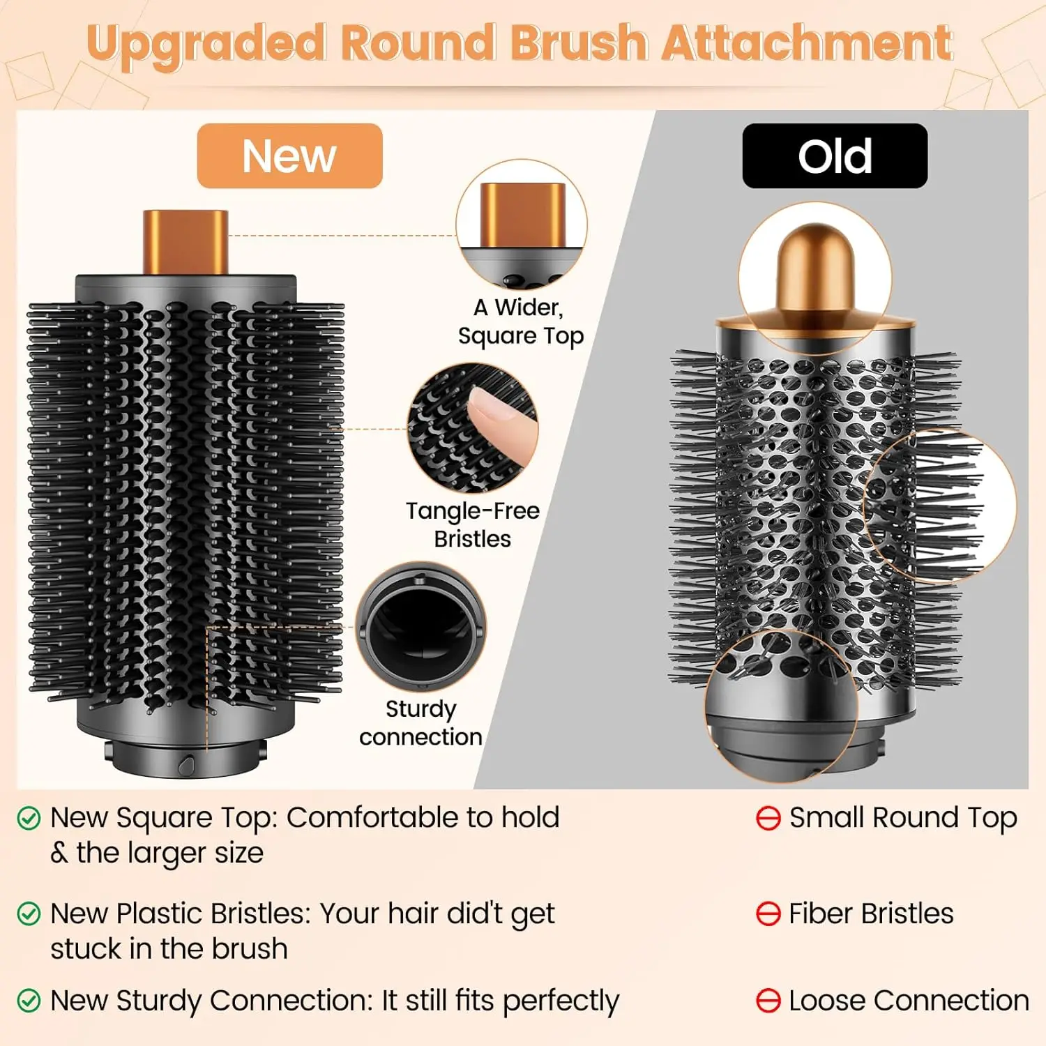 Фото Большая круглая щетка для придания объема и укладки, насадка для Dyson Airwrap, увеличенная круглая щетка для прямых и волнистых волос №2