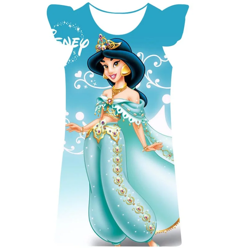 

Модные детские платья с героями диснеевских мультфильмов, милые платья на день рождения, детские костюмы для девочек, платье принцессы жасмин, 2- 10T