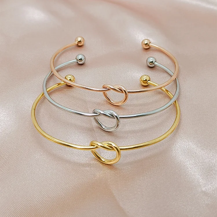 

Simple Love Knotted Bracelet Metal Open Bracelet Rose Gold Wild Bracelet Women