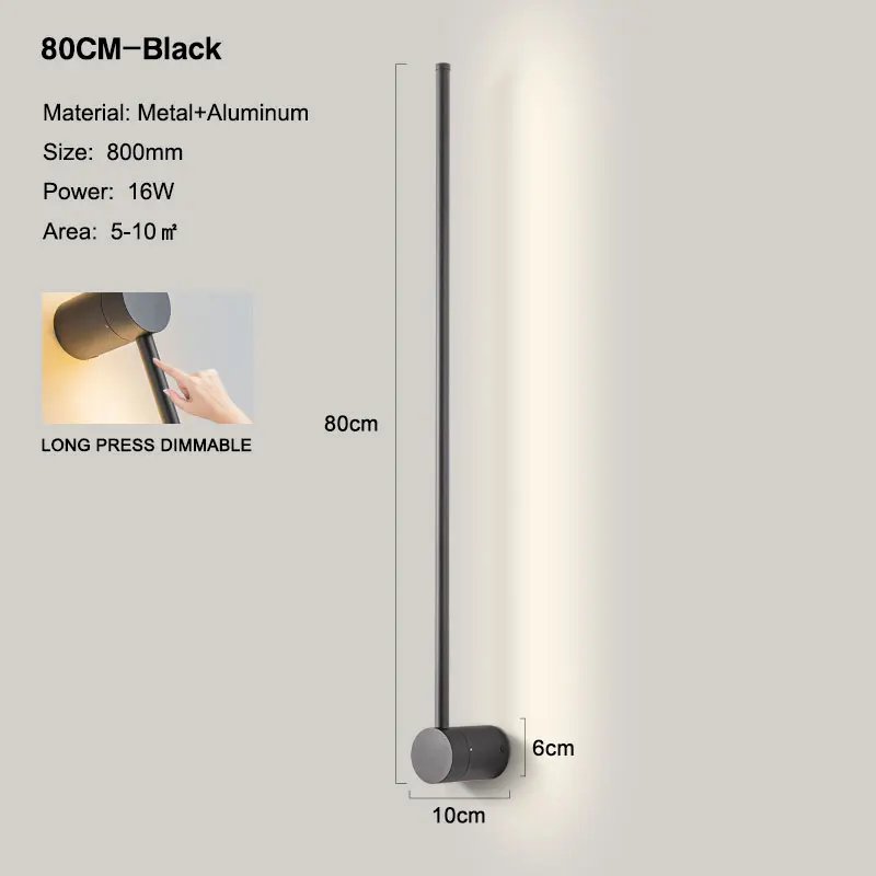 

Современный сенсорный переключатель с регулируемой яркостью, светодиодные настенные светильники, настенные светильники для фойе, лестницы 360° ° Поворотные светодиодные настенные светильники Бра Черный